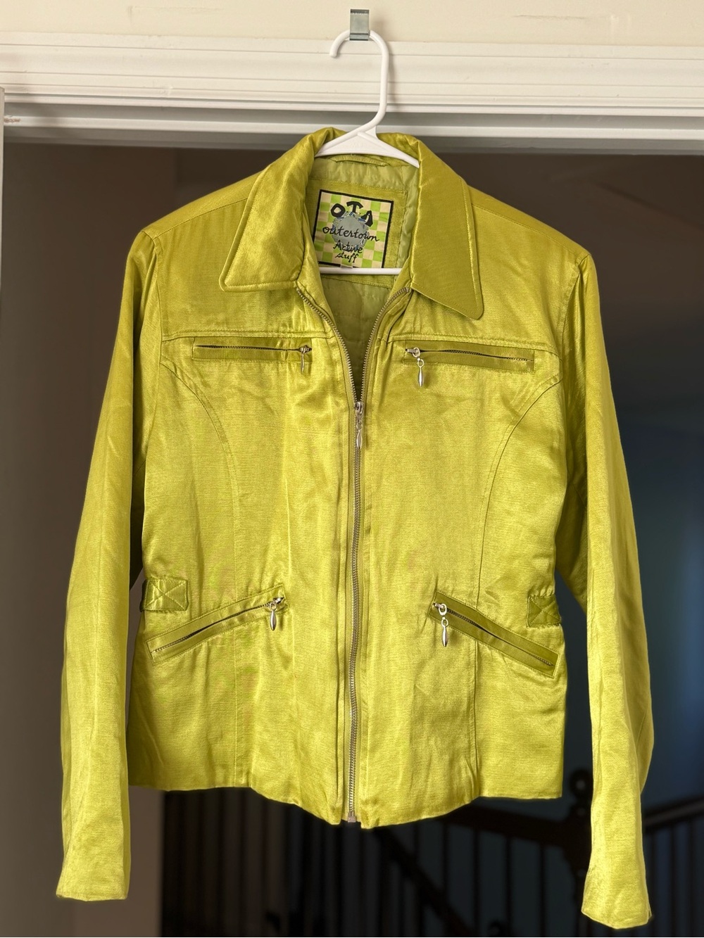 Outertown Active Stuff Lime Green Zip Front Jacket